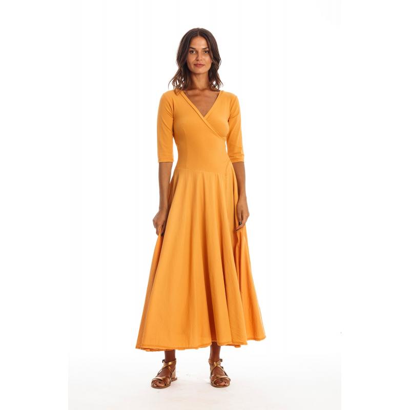 RAVENS VIEW IBIZA dames vegan Jurk Veronika Gold Sand Geel