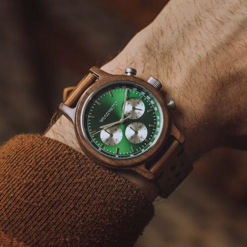 Houten Horloge Chrono Hunter - Dark Brown Cactus