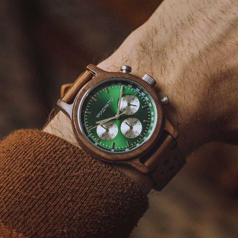 Houten Horloge Chrono Hunter - Dark Brown Cactus