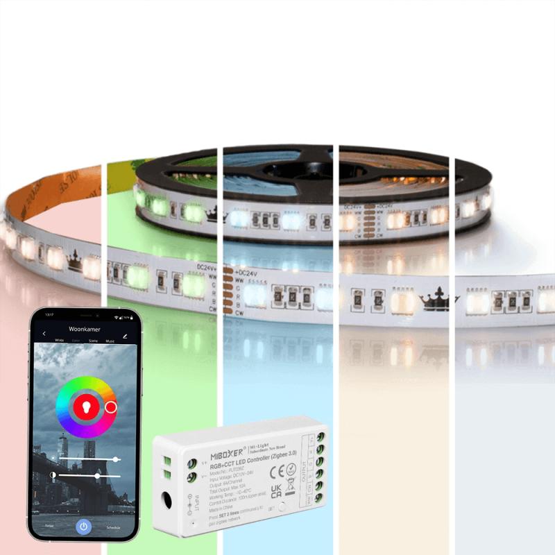 Hue compatible - Zigbee controller met 7 meter RGBWW White and Color ledstrip - Complete set