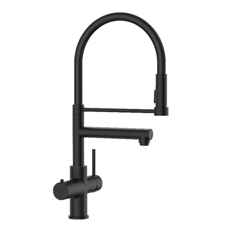 4-in-1 kokend water kraan set Zwart - flexibele slang