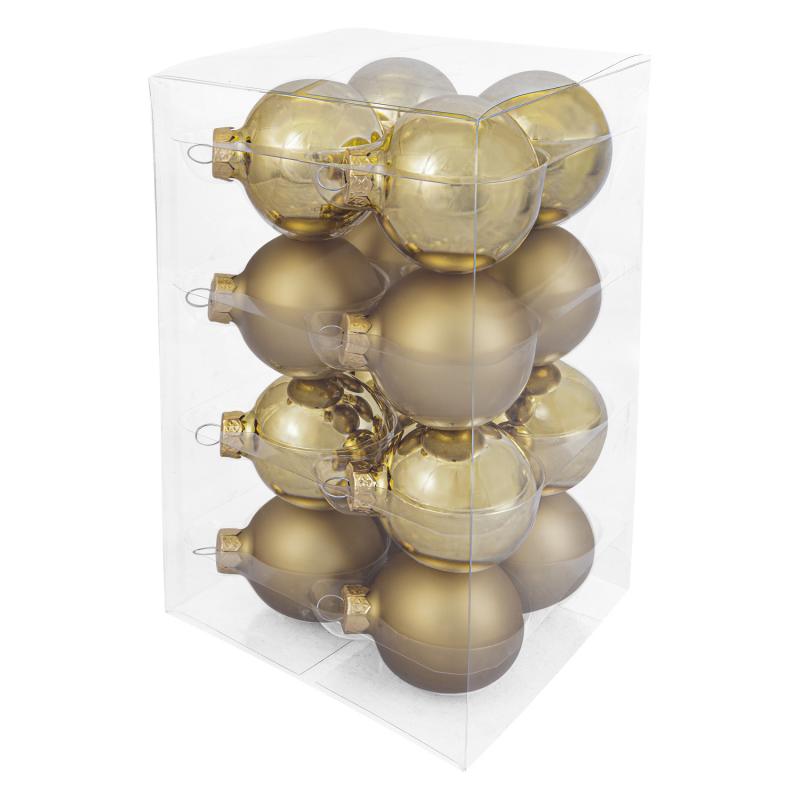 Decosy Glas Kerstballen Mix (6 cm) Box 16 Stuks Gold