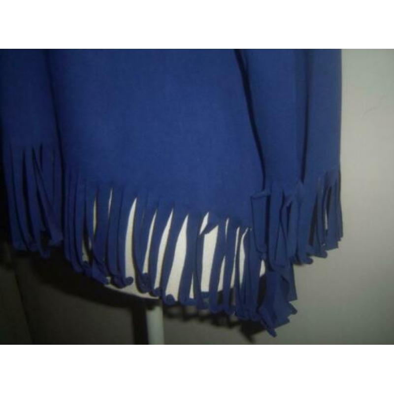 SUPER LEUK donkerblauw suedelook vestje met franjes mt. S