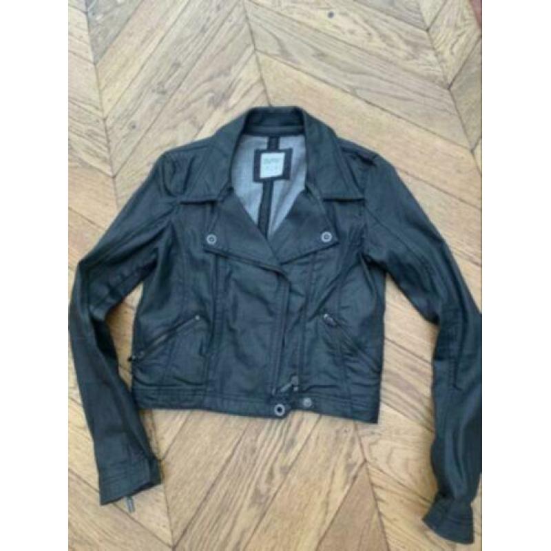 ESPRIT coated zwart biker jasje NIEUW maat S