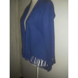 SUPER LEUK donkerblauw suedelook vestje met franjes mt. S