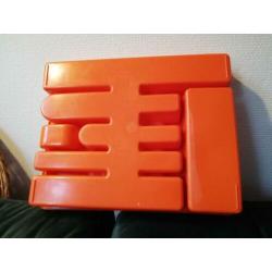 Vintage Retro jaren 70  plastieken bestekbak oranje