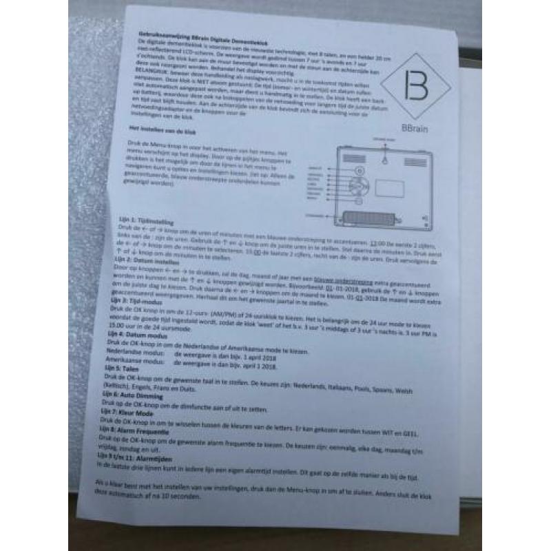BBrain digitale dementieklok nieuw
