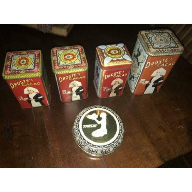 4x Droste blikken vintage brocante antiek
