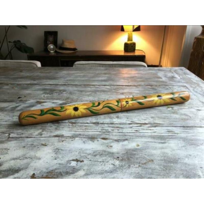 Vintage houten breinaalden koker bloemen????????
