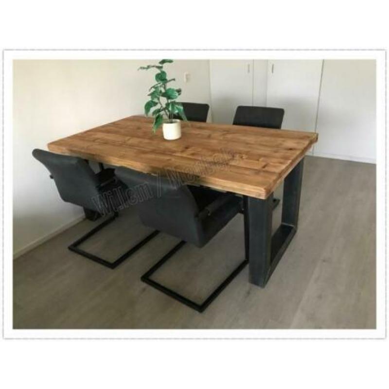Steigerhout Robuust Eettafels Bureau Vergadertafel U X poten