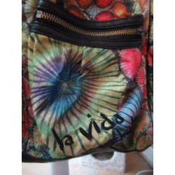Desigual zwarte tas met bloempatroon/verschillende vakken