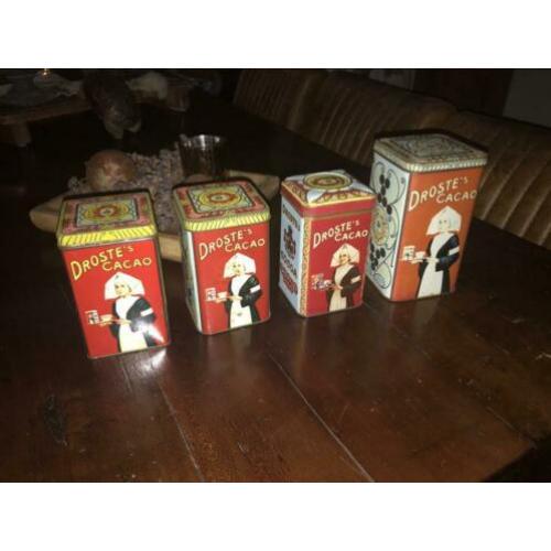 4x Droste blikken vintage brocante antiek