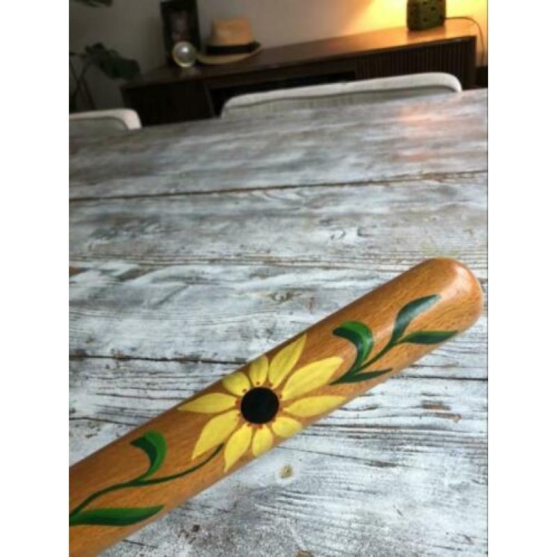 Vintage houten breinaalden koker bloemen????????