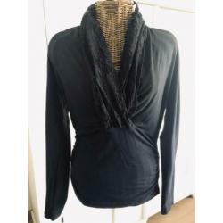 Purdey blauw shirt met kant in maat L
