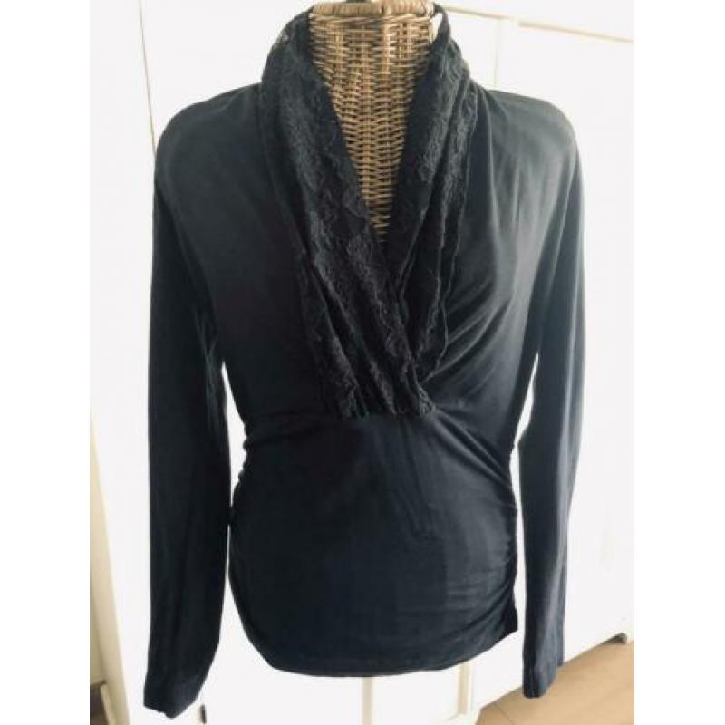 Purdey blauw shirt met kant in maat L