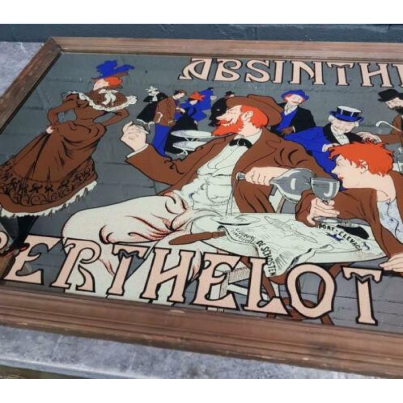 Art Nouveau spiegel 'Absinthe Berthelot' (België – ’70)