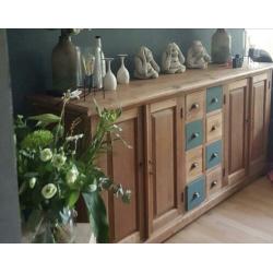 Teak hout dressoir 2M breed bij 50cm diep