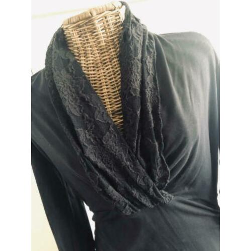 Purdey blauw shirt met kant in maat L