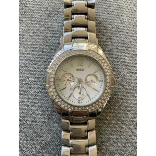 Guess horloge, staal, zirkonium, parelmoer wijzerplaat