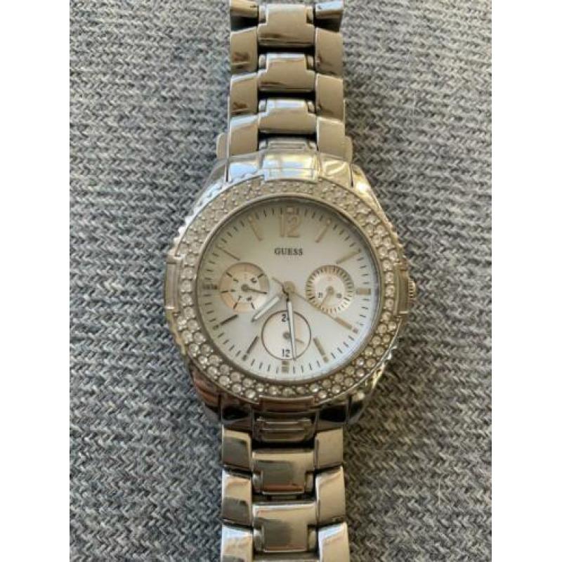 Guess horloge, staal, zirkonium, parelmoer wijzerplaat