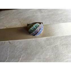 Hele mooie vintage spaanse emaille/zilver gaudi ring