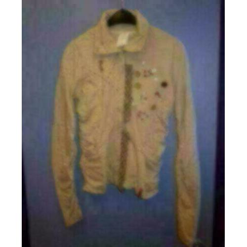 Object beige bruin vest veel details borduursels S nr 24124