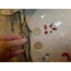 Object beige bruin vest veel details borduursels S nr 24124
