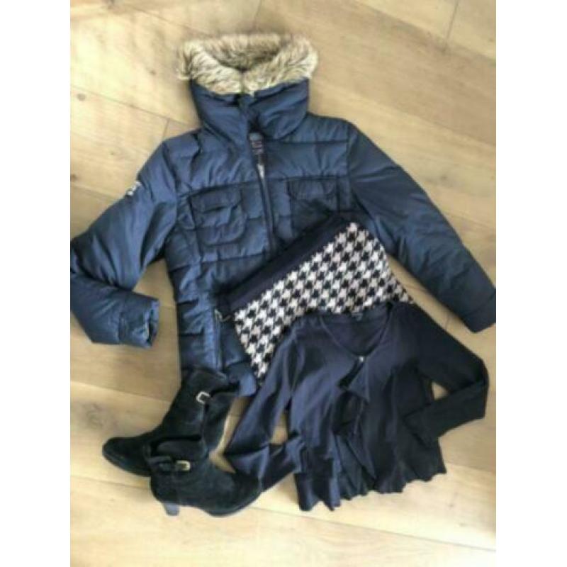 Purdey blauw shirt met kant in maat L