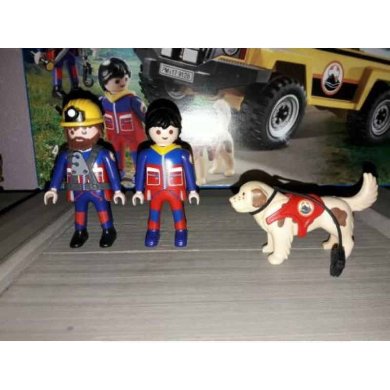 ~* PLAYMOBIL 9128 Reddingswerkers Terreinwagen Als NIEUW *~