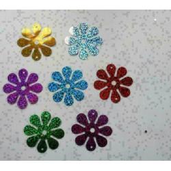 7 stuks gekleurde metallic bloemen voor o a. kaarten maken