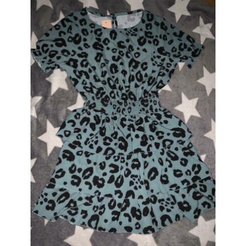 Nieuw panterprint maxi ruffle jurk maat M