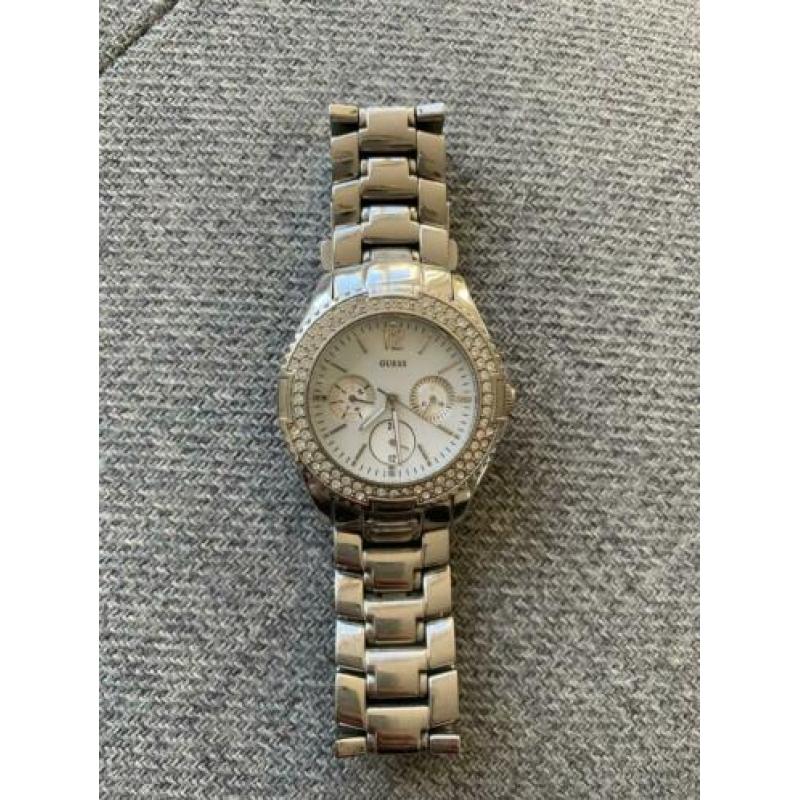Guess horloge, staal, zirkonium, parelmoer wijzerplaat