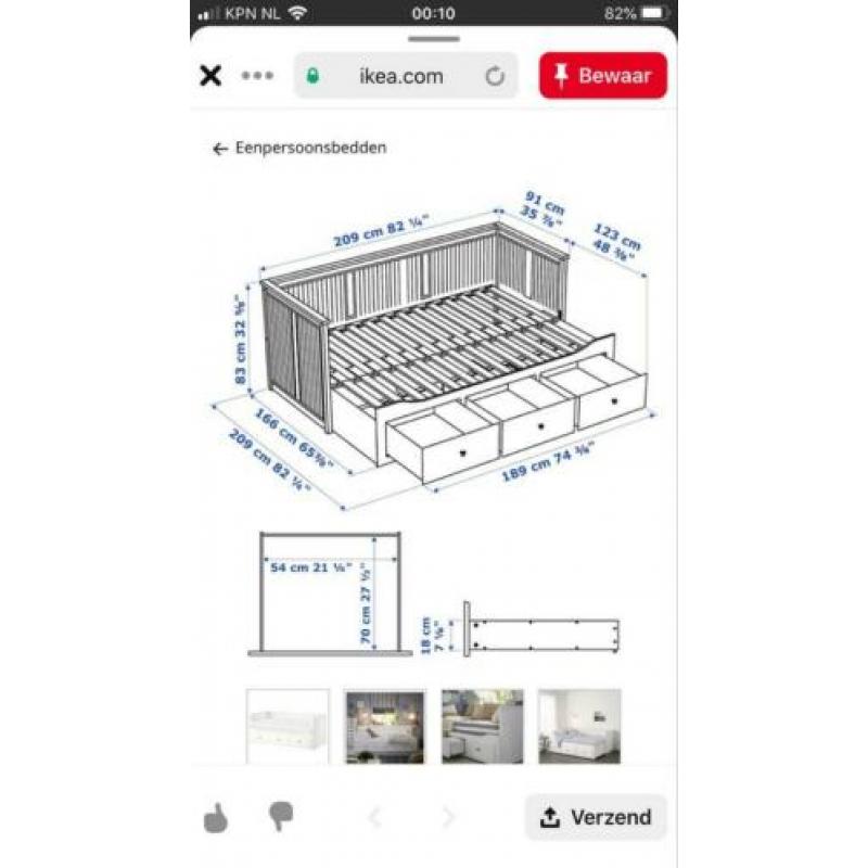 Hemnes bed met 3 lades