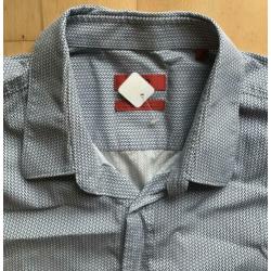 HUGO BOSS DESIGN OVERHEMD WIT / BLAUW PATROON maat 42 (16,5)