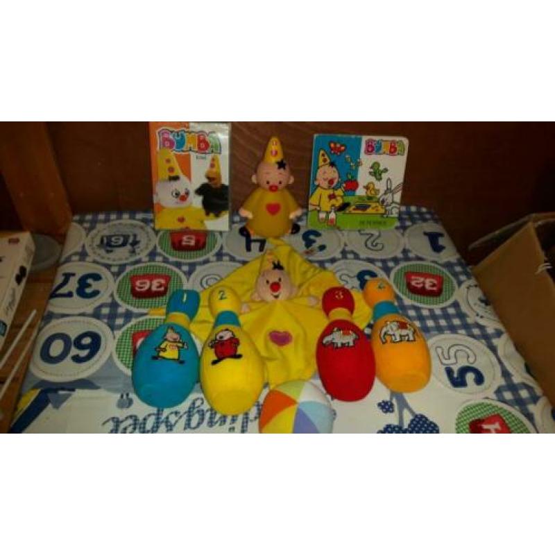 Bumba kegelset, pop, tutteknuffel, dvd en boek