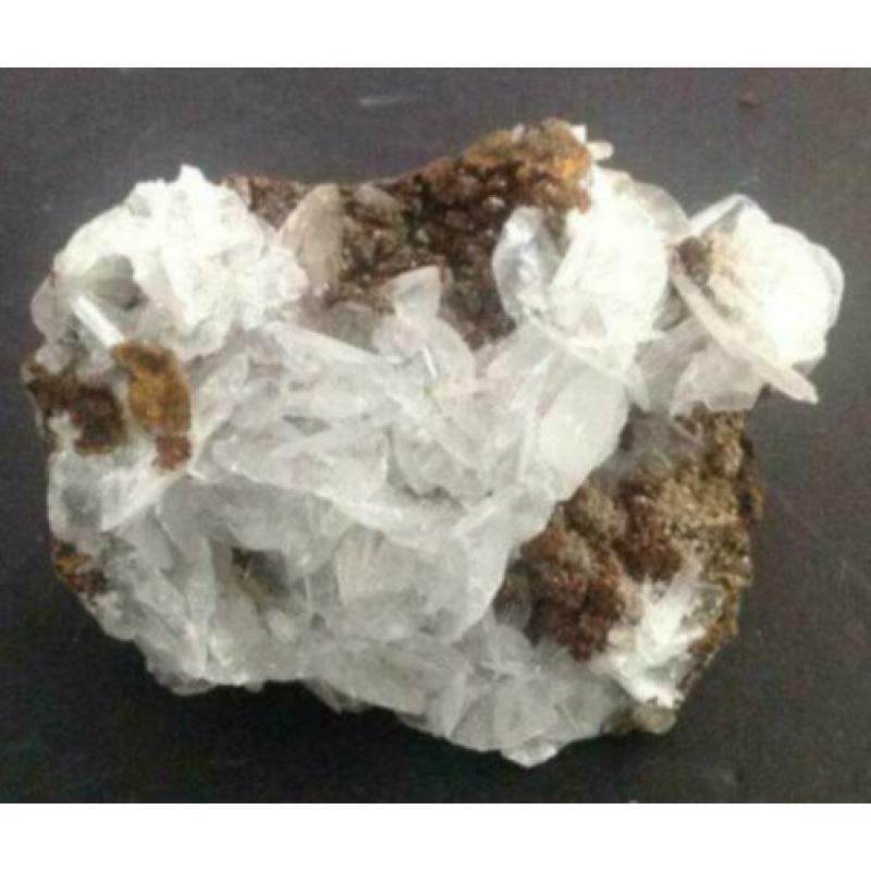 6 x mineraal Angelwing Calciet op Limoniet /Kwarts