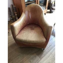 Leren vintage fauteuil cognac