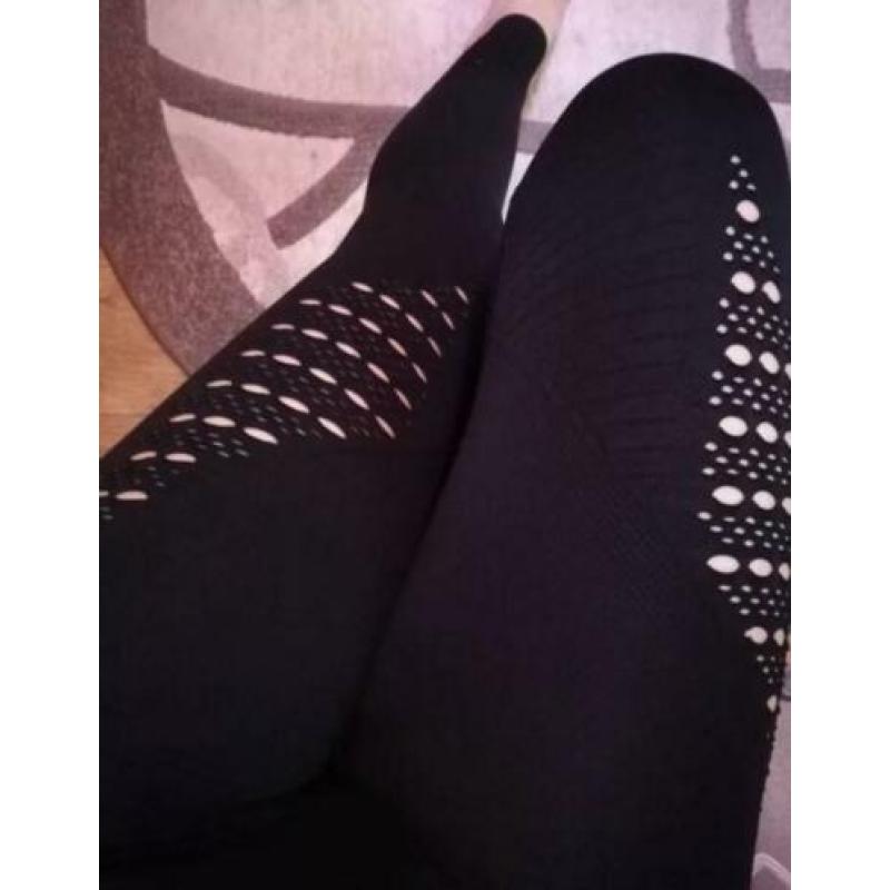 Gymshark look alike L zwart & rood seamless sportlegging