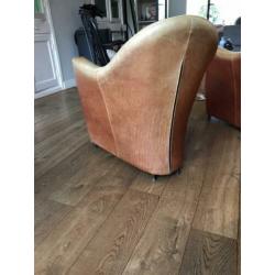 Leren vintage fauteuil cognac