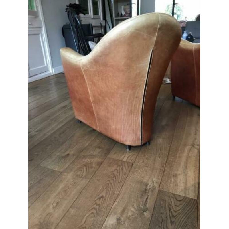 Leren vintage fauteuil cognac