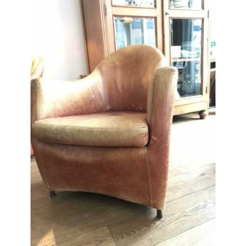 Leren vintage fauteuil cognac