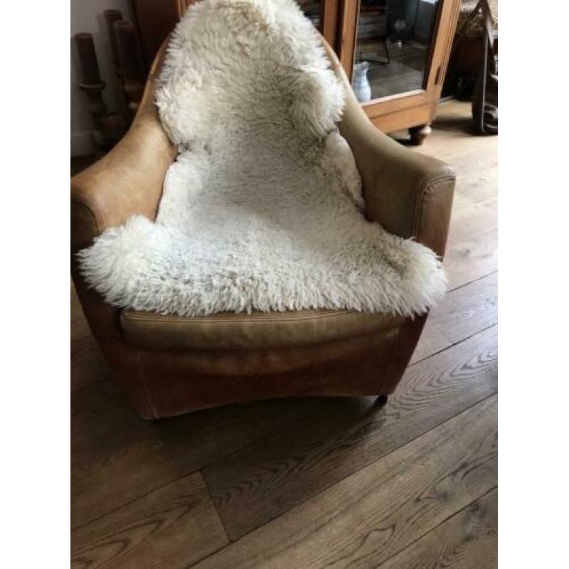 Leren vintage fauteuil cognac