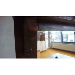 Antieke spiegel, geslepen glas, kuif en legplank 88x112 cm