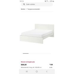 Malm bed hoog 160x200 wit (incl. matras+lattenbodem)