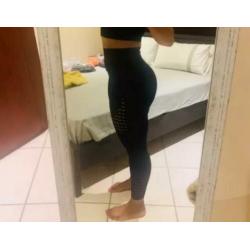 Gymshark look alike L zwart & rood seamless sportlegging