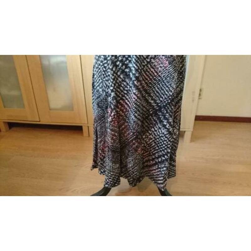 MOGLIE Geweldige Zwart/Wit/Rode Gestreepte Jurk 38-40 M