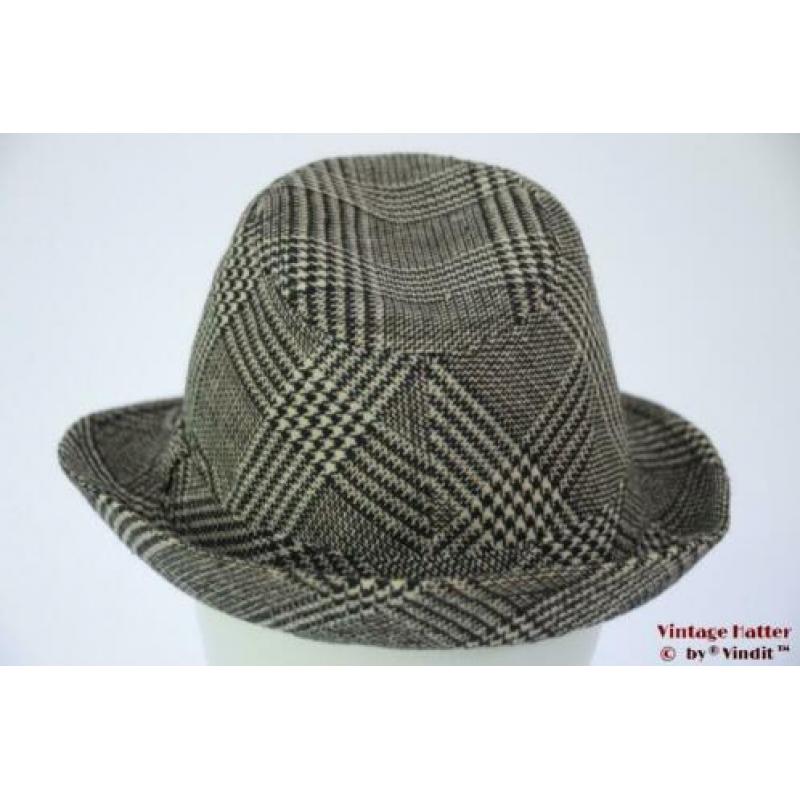 Vintage Dameshoed vissers trilby grijs met lurex 57