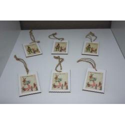 Houten Hangers—Easter Greetings—5 x 8 cm--6 stuks.