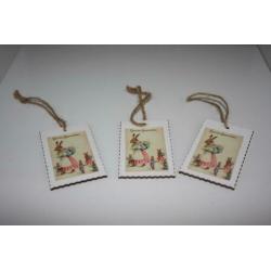 Houten Hangers—Easter Greetings—5 x 8 cm--6 stuks.