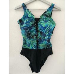 Maritim corrigerend badpak print groen blauw zwart maat 38B